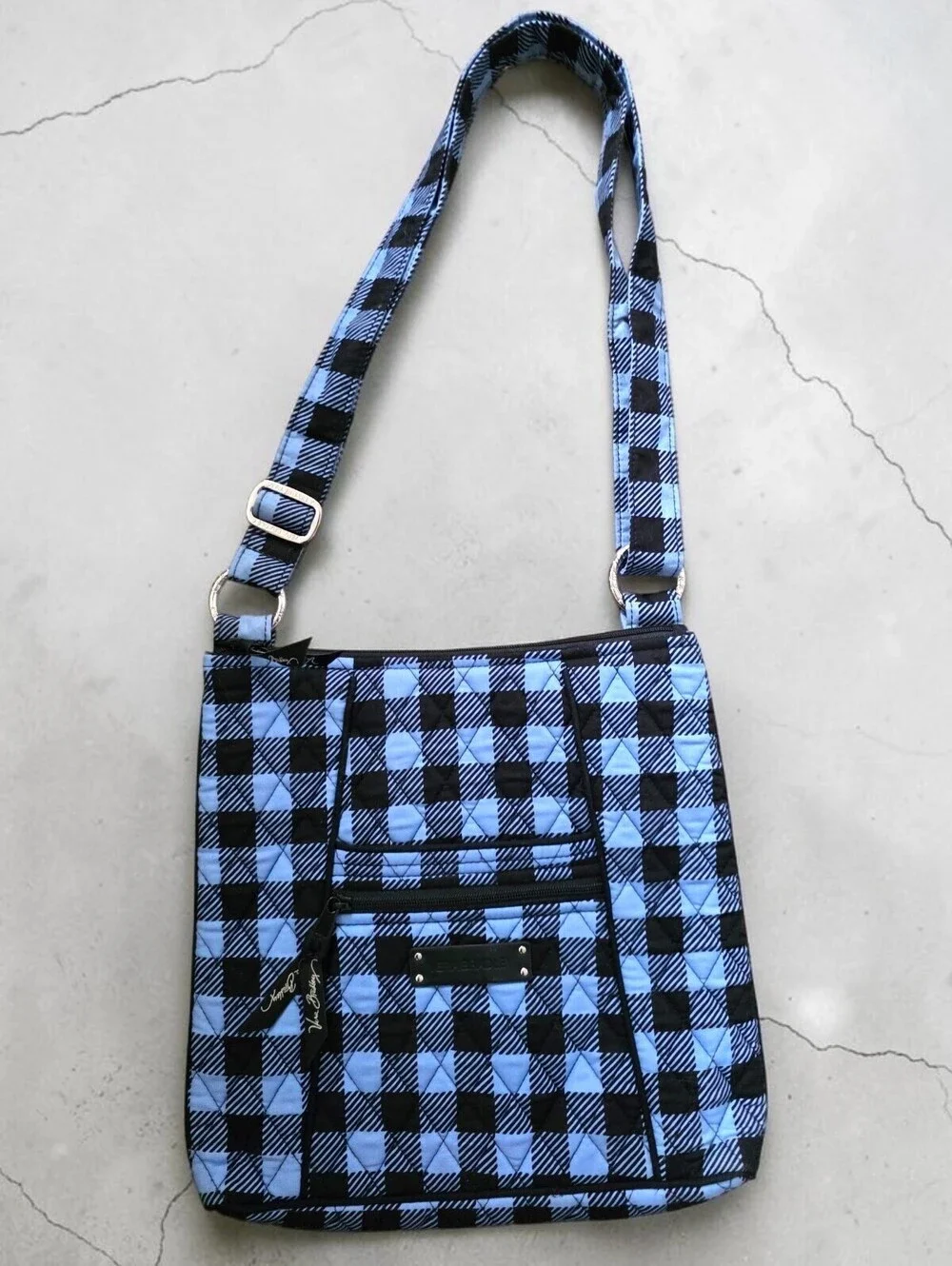 Vera Bradley Blue Buffalo Check Quilted Crossbody Shoulder Bag Lightweight NWOT - Picture 10 of 16
